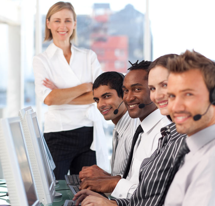 Canadian Office Team Using Business Phone System Canadian Office Team Using Business Phone System
